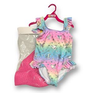 Bmagical by Btween Unicorn Sunhat One Piece Swimsuit Size 5 NWT